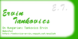 ervin tankovics business card